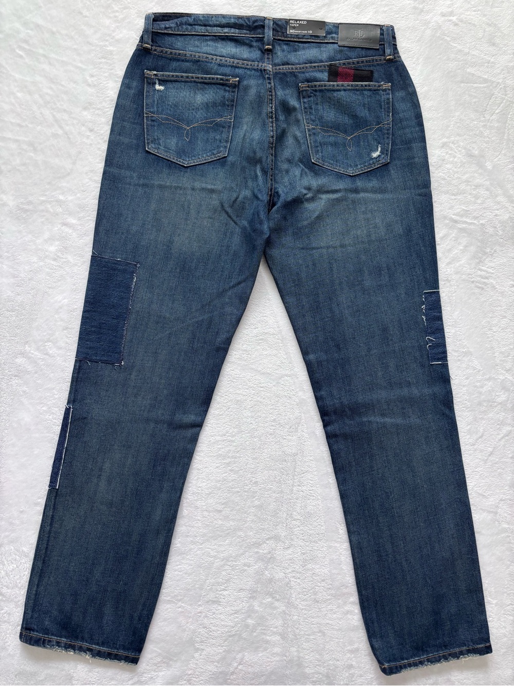 LAUREN RALPH LAUREN Patchwork Relaxed Tapered Lace Plaid Straight Jean--NWT--30 - Picture 11 of 16